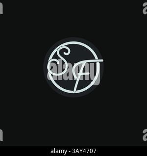 Initials SF logo monogram with simple circle line design inspiration vector graphic Stock Vector