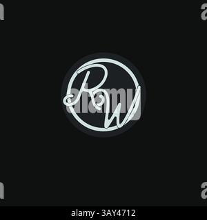 Initials RW logo monogram with simple circle line design inspiration vector graphic Stock Vector