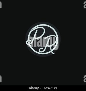 Initials PR logo monogram with simple circle line design inspiration vector graphic Stock Vector