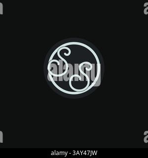 Initials SS logo monogram with simple circle line design inspiration vector graphic Stock Vector
