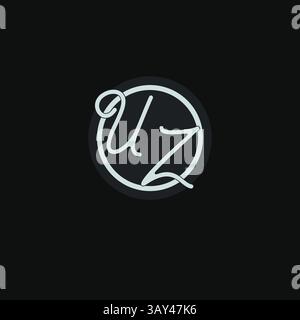 Initials UZ logo monogram with simple circle line design inspiration vector graphic Stock Vector