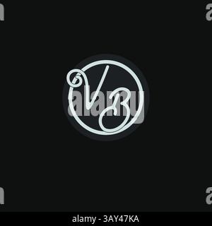 Initials VB logo monogram with simple circle line design inspiration vector graphic Stock Vector