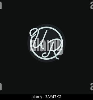 Initials UR logo monogram with simple circle line design inspiration vector graphic Stock Vector