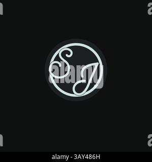 Initials SJ logo monogram with simple circle line design inspiration vector graphic Stock Vector