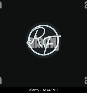 Initials RF logo monogram with simple circle line design inspiration vector graphic Stock Vector
