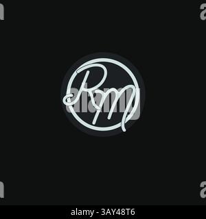 Initials RM logo monogram with simple circle line design inspiration vector graphic Stock Vector