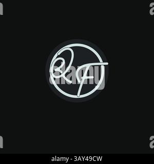 Initials QF logo monogram with simple circle line design inspiration vector graphic Stock Vector