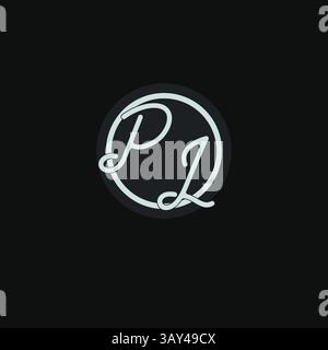 Initials PL logo monogram with simple circle line design inspiration vector graphic Stock Vector
