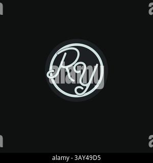 Initials RY logo monogram with simple circle line design inspiration vector graphic Stock Vector