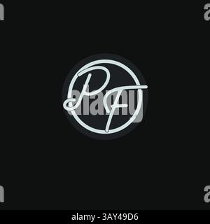 Initials PF logo monogram with simple circle line design inspiration vector graphic Stock Vector
