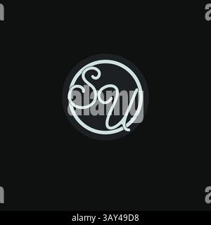 Initials SU logo monogram with simple circle line design inspiration vector graphic Stock Vector