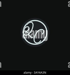 Initials QC logo monogram with simple circle line design inspiration vector graphic Stock Vector