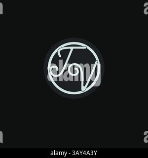 Initials TV logo monogram with simple circle line design inspiration vector graphic Stock Vector