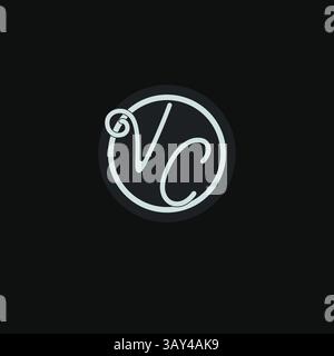 Initials VC logo monogram with simple circle line design inspiration vector graphic Stock Vector
