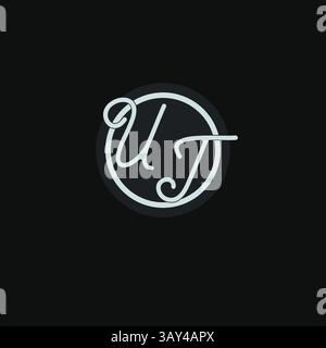 Initials UT logo monogram with simple circle line design inspiration vector graphic Stock Vector