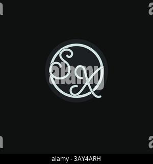 Initials SX logo monogram with simple circle line design inspiration vector graphic Stock Vector