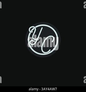 Initials YC logo monogram with simple circle line design inspiration vector graphic Stock Vector