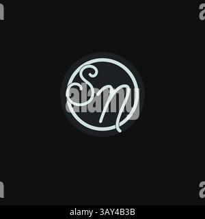 Initials SN logo monogram with simple circle line design inspiration vector graphic Stock Vector
