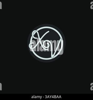 Initials XV logo monogram with simple circle line design inspiration vector graphic Stock Vector