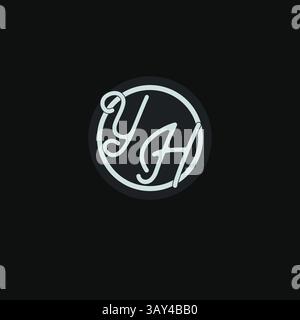 Initials YH logo monogram with simple circle line design inspiration vector graphic Stock Vector