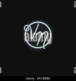 Initials VN logo monogram with simple circle line design inspiration vector graphic Stock Vector