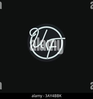 Initials UF logo monogram with simple circle line design inspiration vector graphic Stock Vector