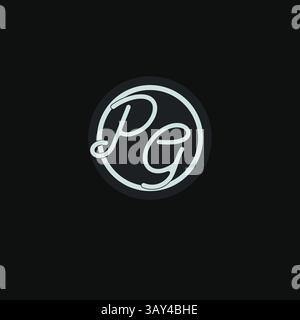Initials PG logo monogram with simple circle line design inspiration vector graphic Stock Vector