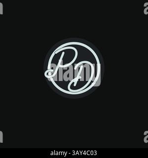Initials PD logo monogram with simple circle line design inspiration vector graphic Stock Vector