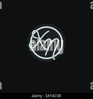 Initials XN logo monogram with simple circle line design inspiration vector graphic Stock Vector