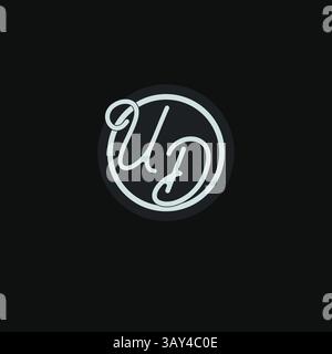 Initials UD logo monogram with simple circle line design inspiration vector graphic Stock Vector