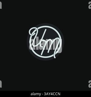 Initials UM logo monogram with simple circle line design inspiration vector graphic Stock Vector