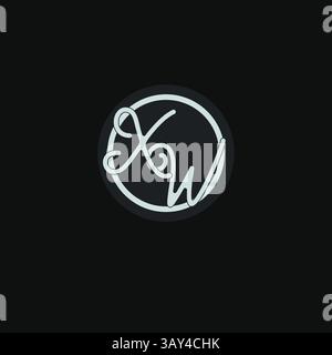 Initials XW logo monogram with simple circle line design inspiration vector graphic Stock Vector