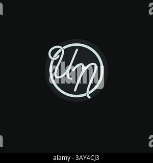Initials UN logo monogram with simple circle line design inspiration vector graphic Stock Vector