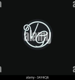 Initials VG logo monogram with simple circle line design inspiration vector graphic Stock Vector