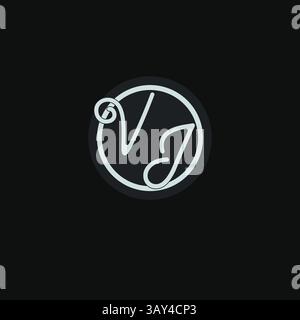 Initials VJ logo monogram with simple circle line design inspiration vector graphic Stock Vector