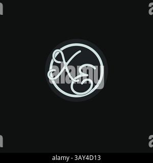 Initials XE logo monogram with simple circle line design inspiration vector graphic Stock Vector