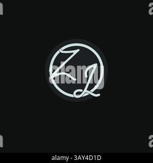 Initials ZL logo monogram with simple circle line design inspiration vector graphic Stock Vector