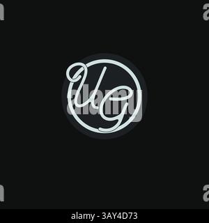 Initials UG logo monogram with simple circle line design inspiration vector graphic Stock Vector