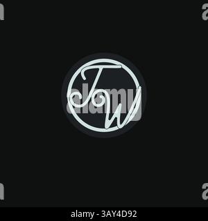 Initials TW logo monogram with simple circle line design inspiration vector graphic Stock Vector