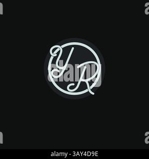 Initials YR logo monogram with simple circle line design inspiration vector graphic Stock Vector