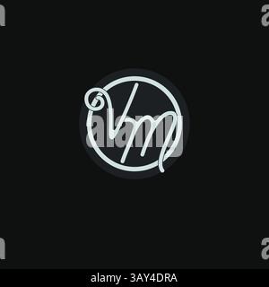 Initials VM logo monogram with simple circle line design inspiration vector graphic Stock Vector