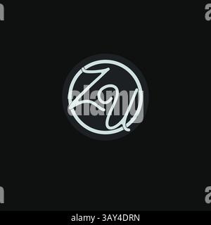 Initials ZU logo monogram with simple circle line design inspiration vector graphic Stock Vector