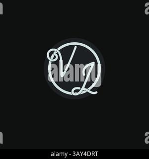 Initials VL logo monogram with simple circle line design inspiration vector graphic Stock Vector