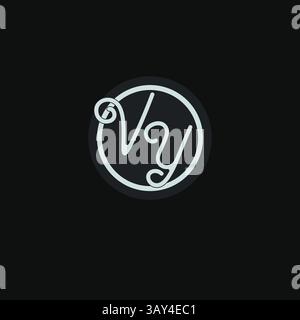 Initials VY logo monogram with simple circle line design inspiration vector graphic Stock Vector