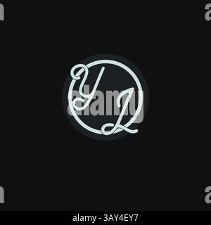 Initials YL logo monogram with simple circle line design inspiration vector graphic Stock Vector