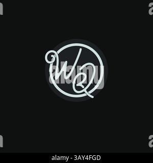 Initials WQ logo monogram with simple circle line design inspiration vector graphic Stock Vector