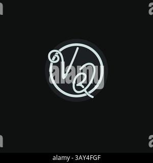 Initials VQ logo monogram with simple circle line design inspiration vector graphic Stock Vector