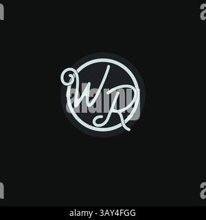 Initials WR logo monogram with simple circle line design inspiration vector graphic Stock Vector