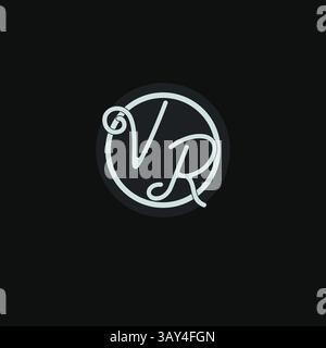 Initials VR logo monogram with simple circle line design inspiration vector graphic Stock Vector