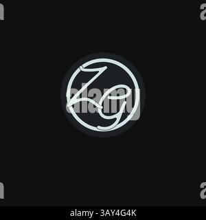 Initials ZG logo monogram with simple circle line design inspiration vector graphic Stock Vector